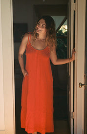 Organic Gauze Dress - Cherry