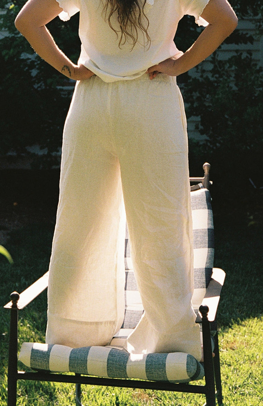 Linen Simple Pant - White