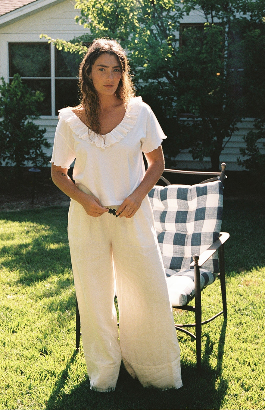 Linen Simple Pant - White