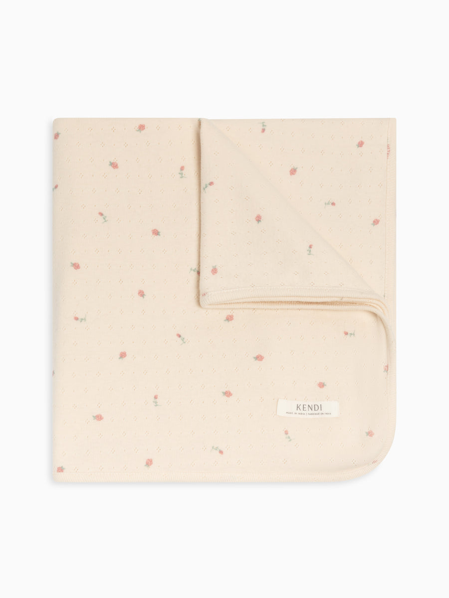 Pointelle Swaddle Blanket - Pia Floral