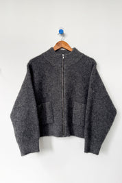 Alpaca Zip Front Jacket - Charcoal