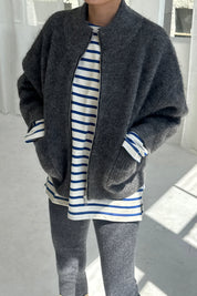 Alpaca Zip Front Jacket - Charcoal