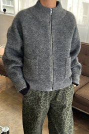 Alpaca Zip Front Jacket - Charcoal