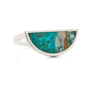 One Half Ring - Chrysocolla, Sterling Silver