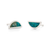 One Half Studs - Chrysocolla, Sterling Silver