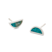 One Half Studs - Chrysocolla, Sterling Silver