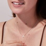 One Half Pendant Necklace - Honey Mother of Pearl, Sterling Silver