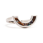 Rainbow Ring - Matrix Boulder Opal, Sterling Silver