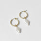 Anna Hoops + Falling Star Pearl Charms - Gold