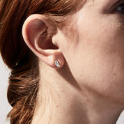 One Half Studs - Honey Mother of Peal, Sterling Silver