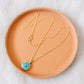 Round Token Necklace - Gold, Turquoise