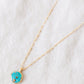Round Token Necklace - Gold, Turquoise