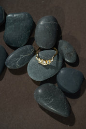 Sunny Ring - Rainbow Moonstone & Topaz/Gold