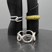 Silver Double Wrapped Link Ring