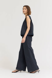 Eyelet Trim Detailed Sleeveless Top