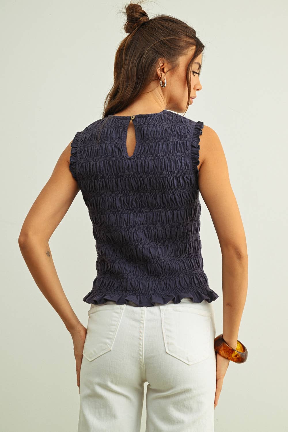 Sleeveless Smocking Top
