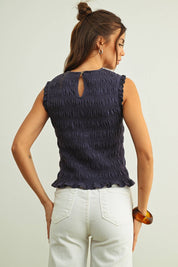 Sleeveless Smocking Top