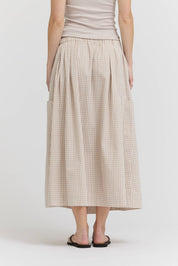 Pleat Waist Gingham Skirt