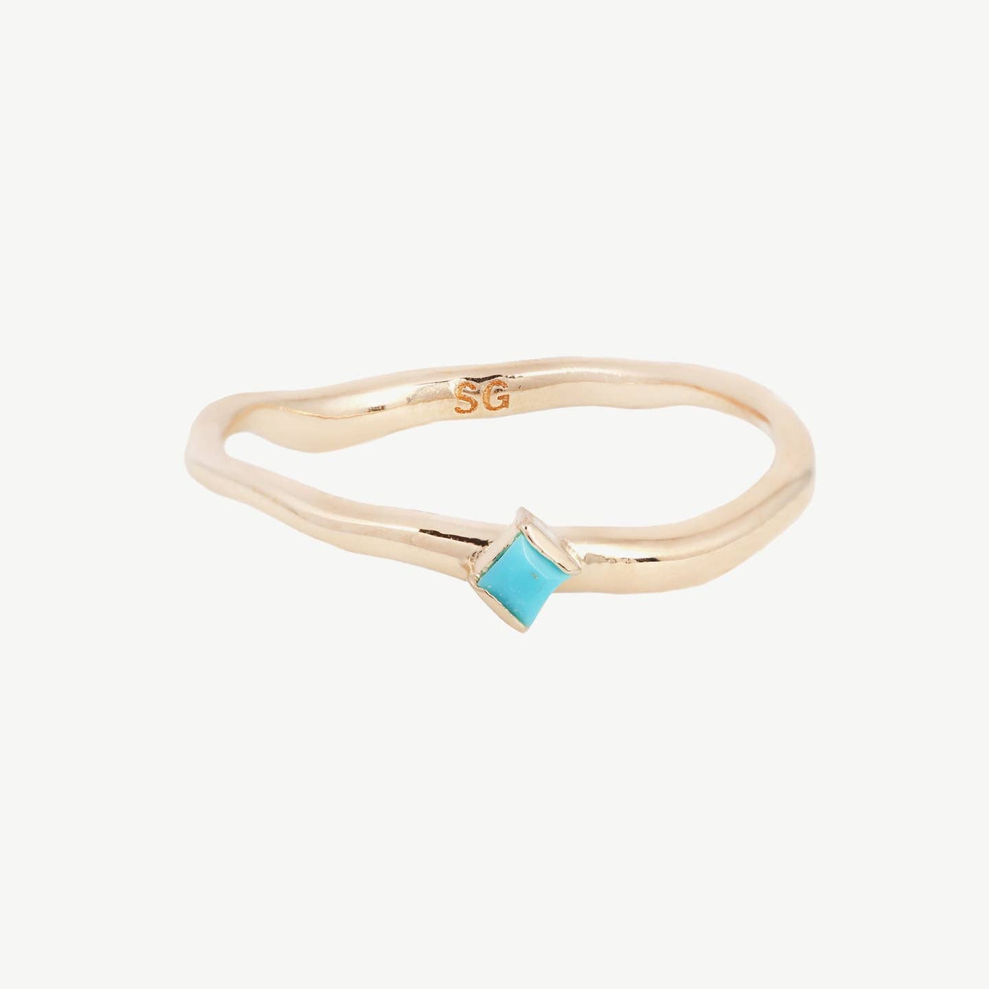 Single Cobble Ring - Turquoise/Gold