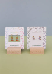 Boot Enamel Flat Back Kids Earrings