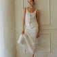 Woven Linen Front Ribbon Tie Detailed Top - White