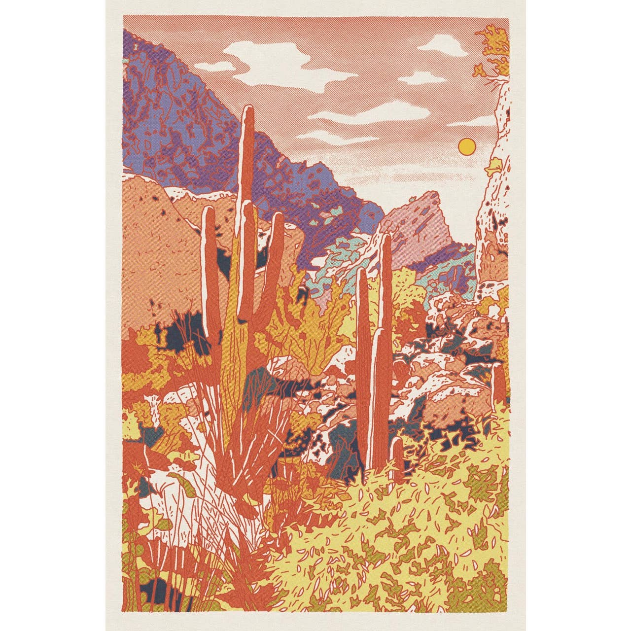 Red Cacti Desert Print