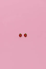 Strawberry Enamel Flat Back Kids Earrings
