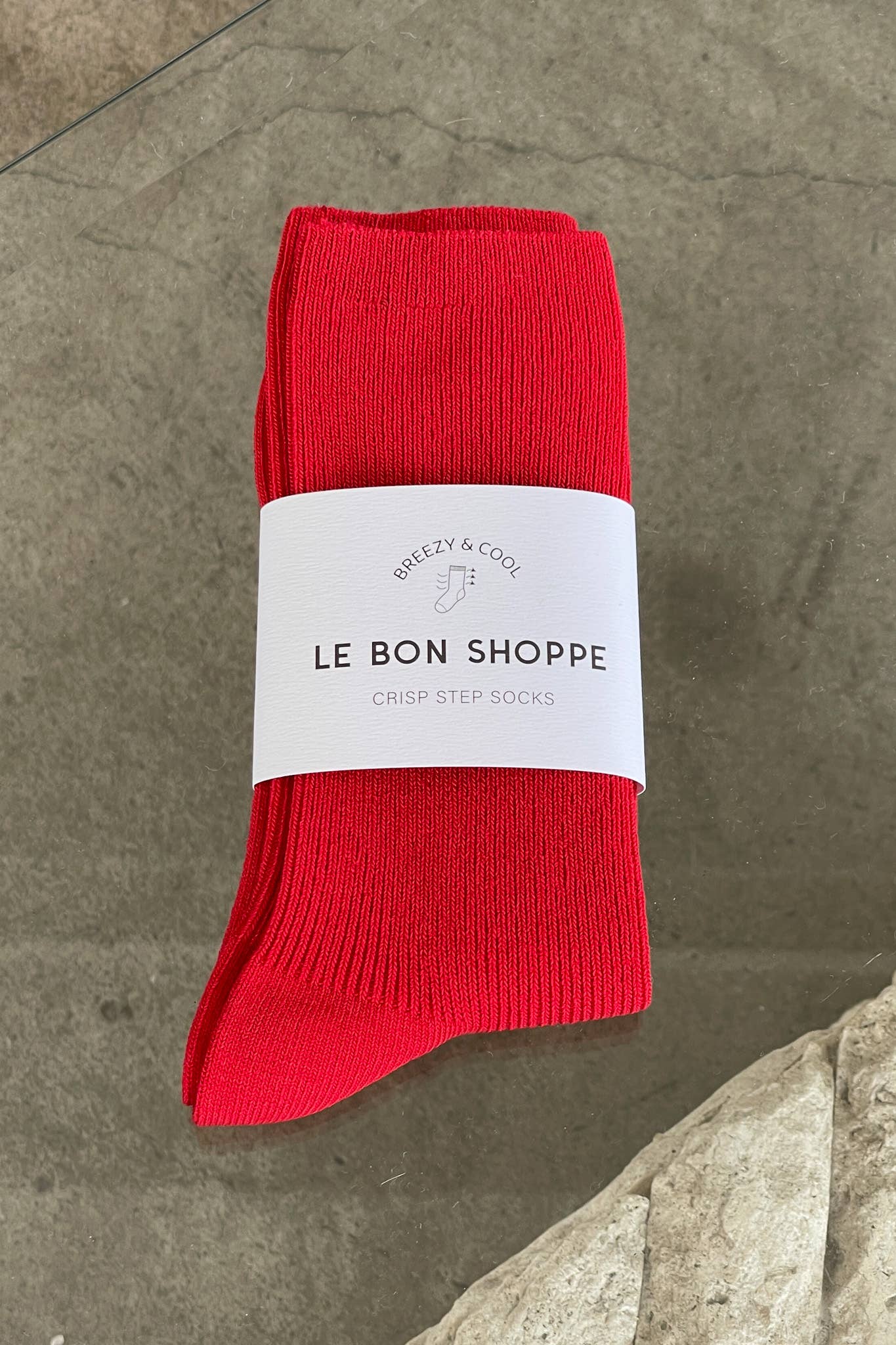 Red Crisp Step Socks