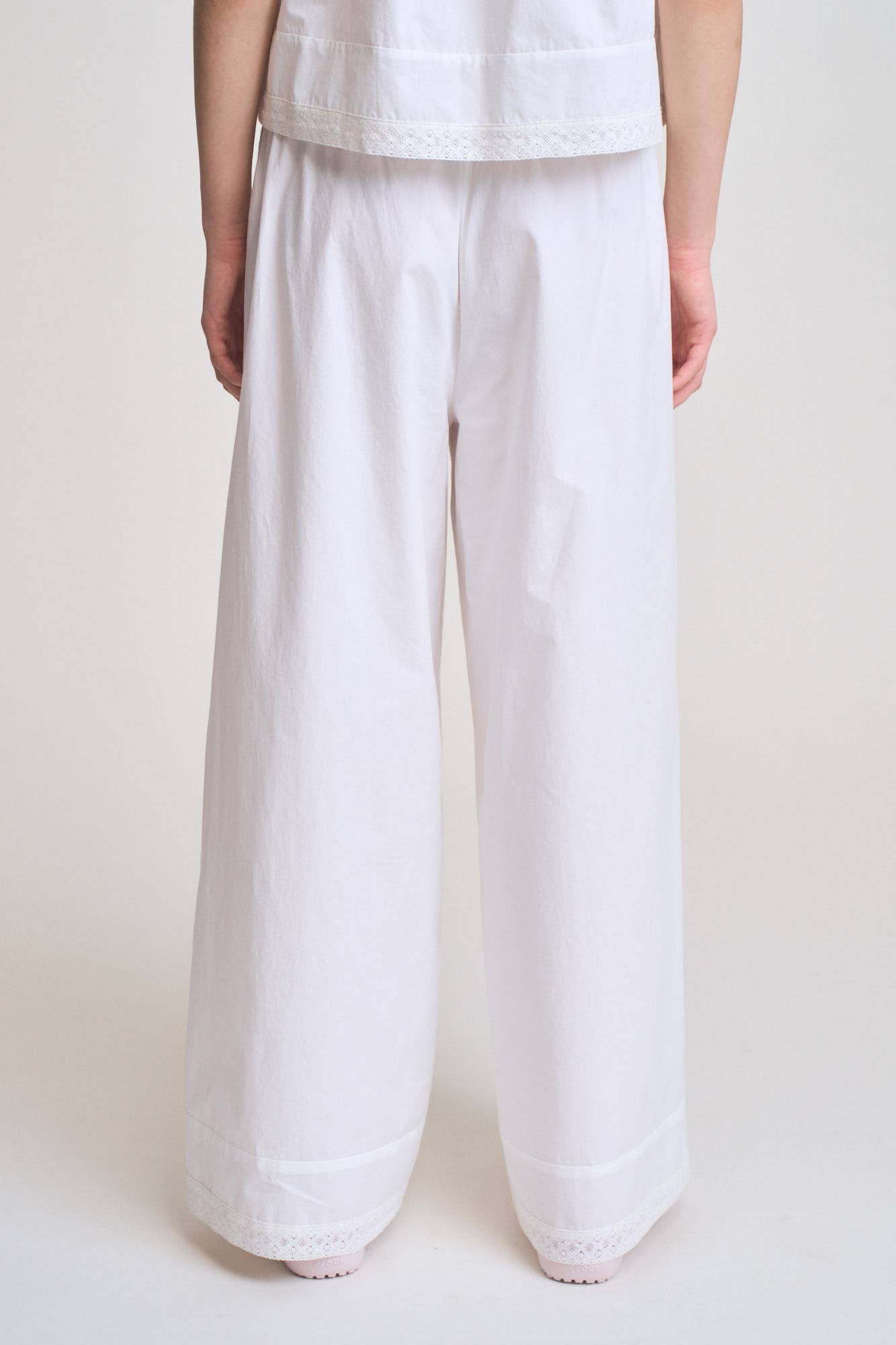 Eyelet Hem Detailed Cotton Pants