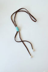 Sterling and Silk Stone Bolo Tie Necklace