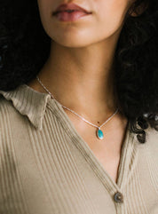 Seed Token Necklace - Sterling Silver/ Turquoise