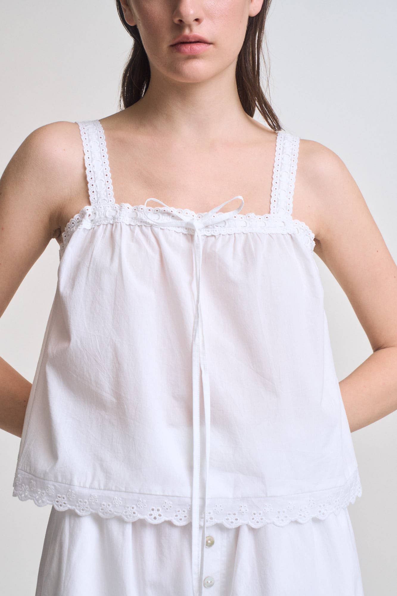 Lace Up Eyelet Trim Tank