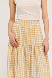 Front Button Check Skirt