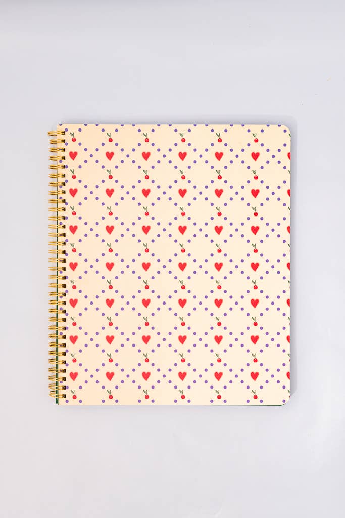 Cherry Hearts Large Notebook
