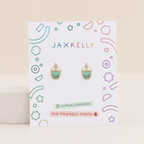 Matcha Enamel Flat Back Kids Earrings
