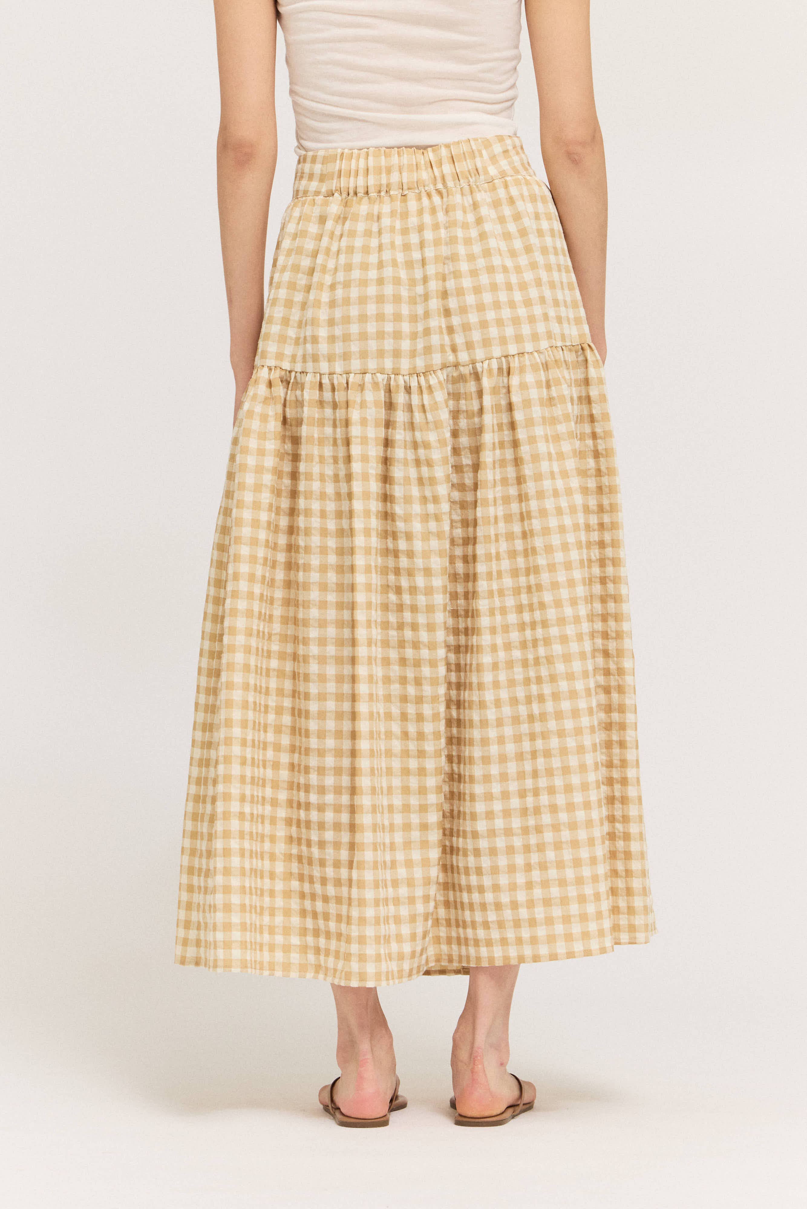 Front Button Check Skirt