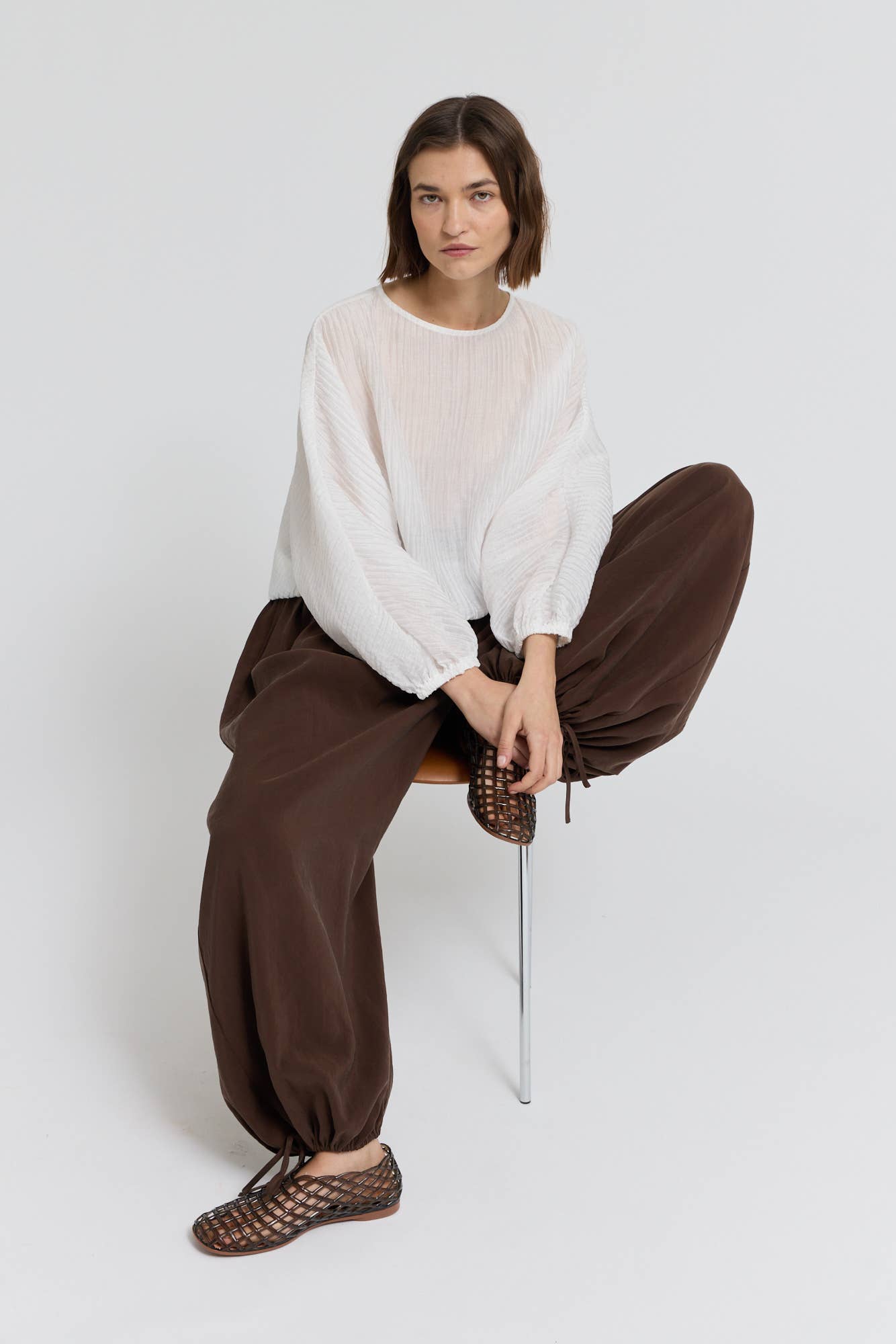 Pleated Waist Balloon Pants