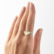 One Half Ring - Honey Mother of Pearl, Sterling Silver