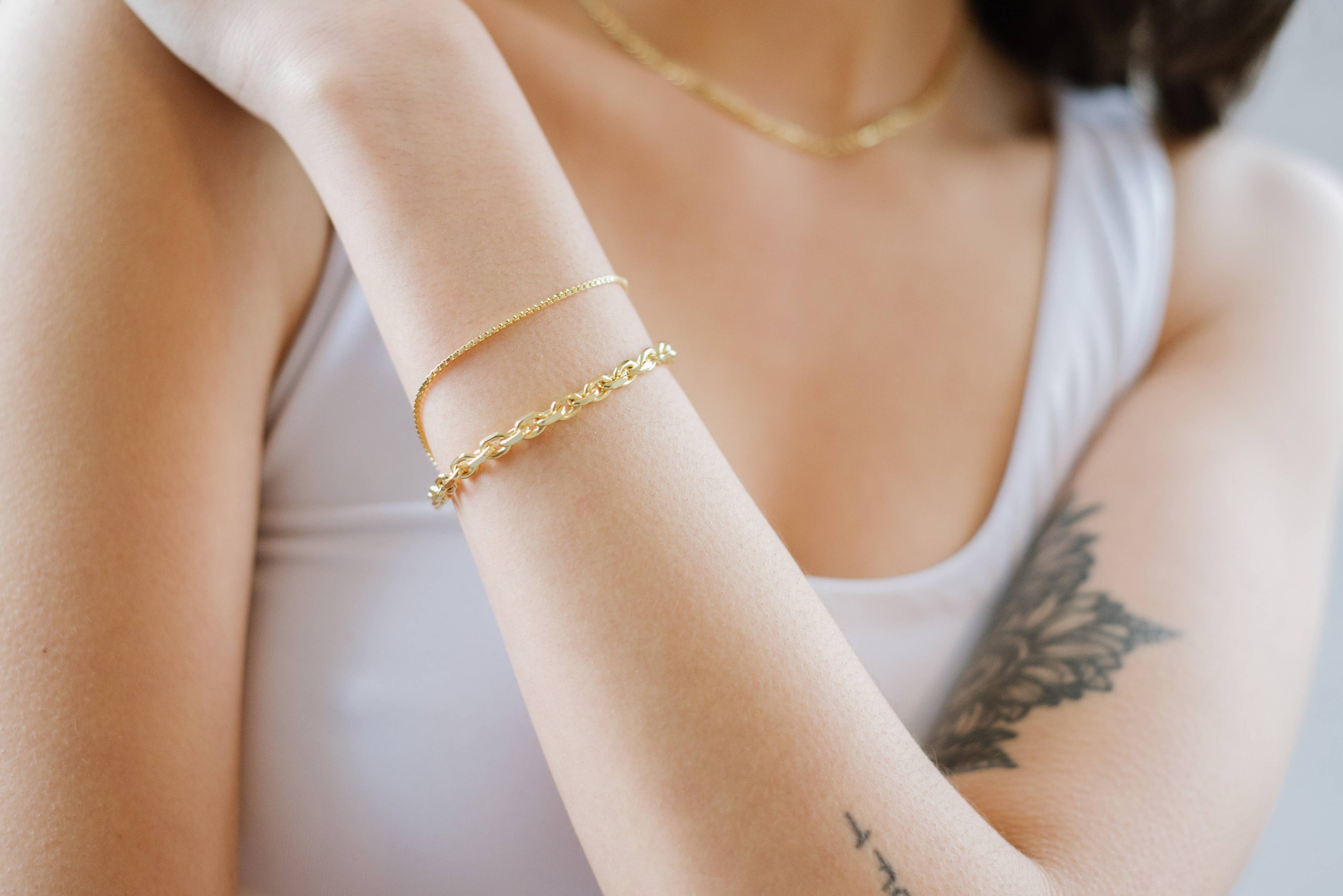 Thin Box Bracelet - 14K Gold Plated