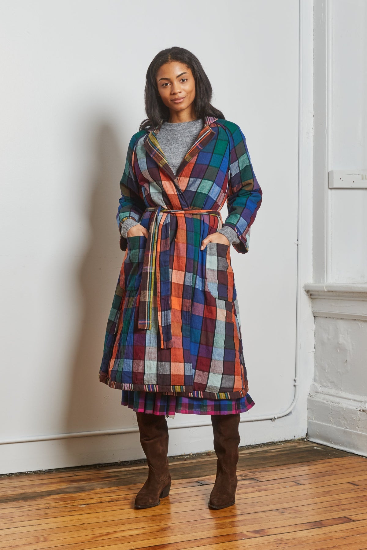 Chelsea Reversible Coat - Mocha Chex x Mosaic Chex