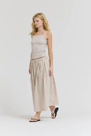 Pleat Waist Gingham Skirt