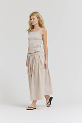 Pleat Waist Gingham Skirt
