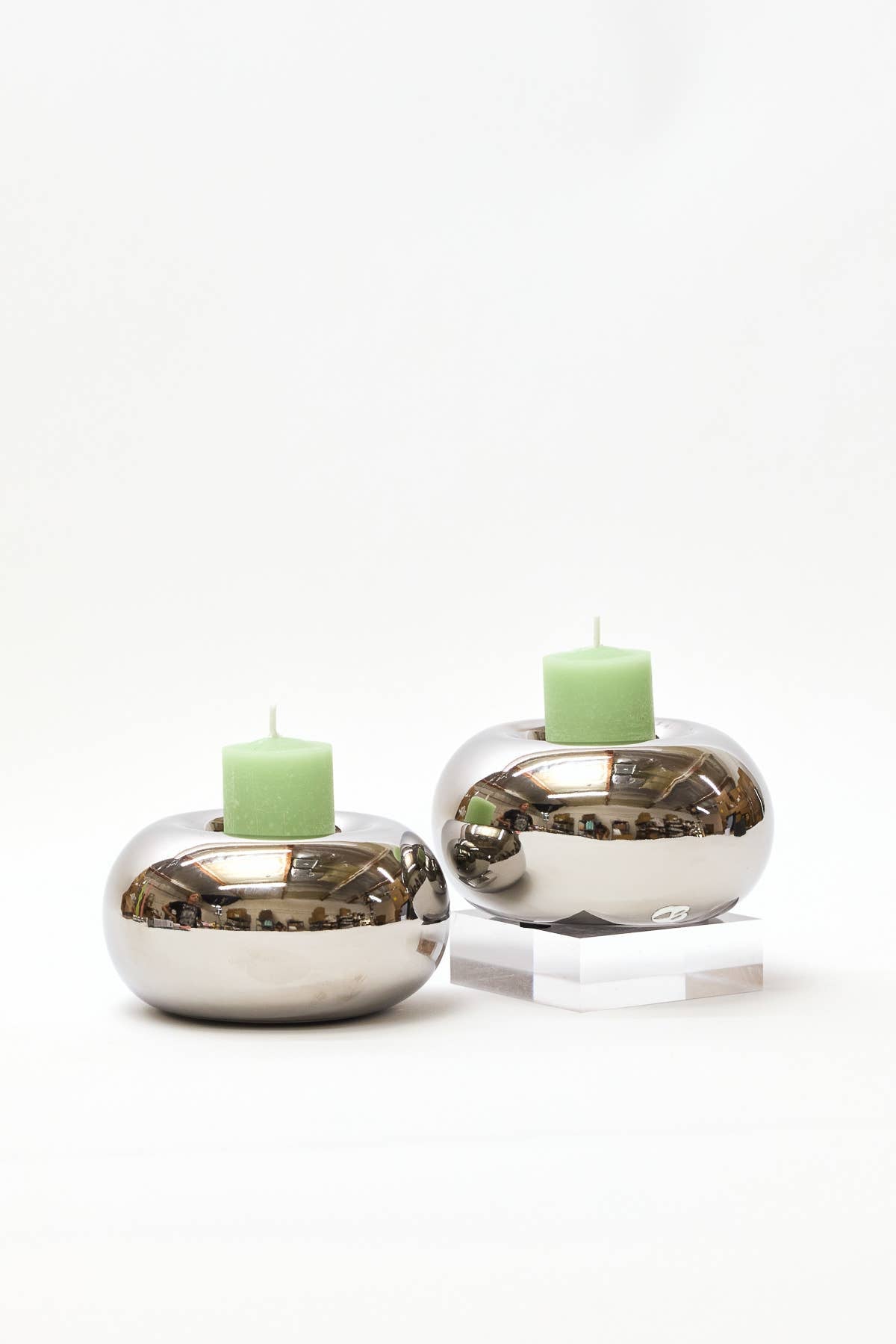Chrome Donut Candle Holder
