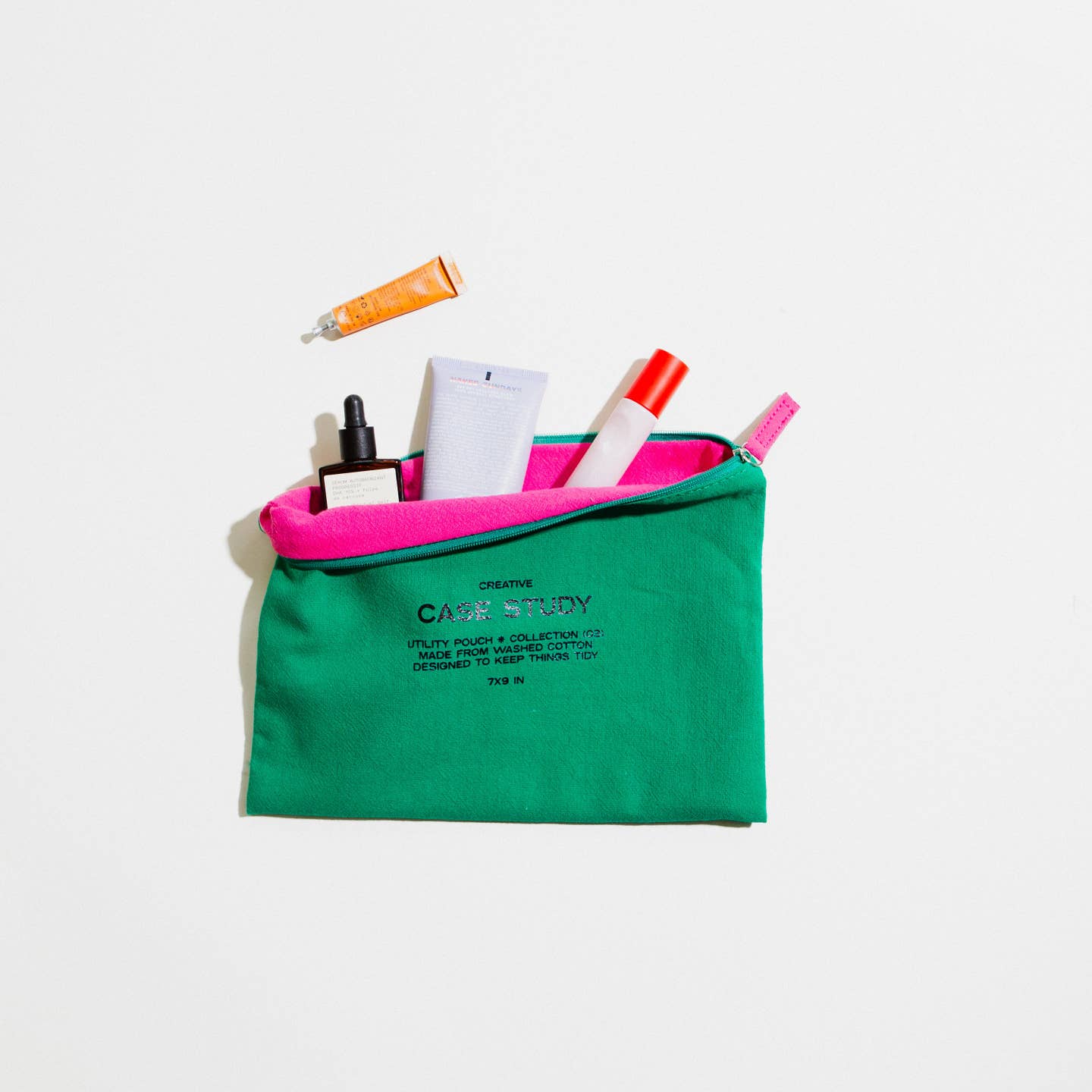 Washed Cotton Zipper Pouch