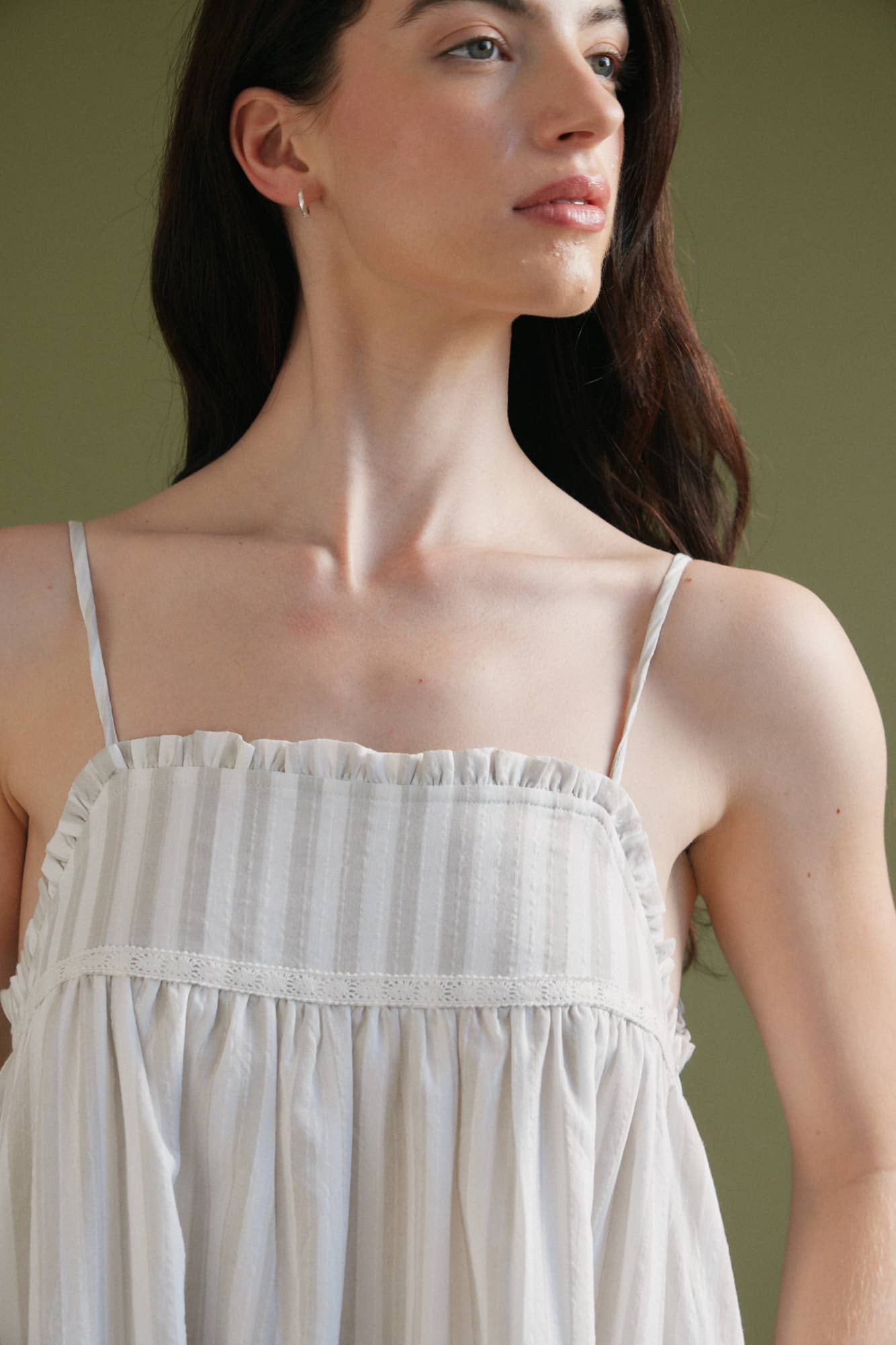 Embroidered Detail Top Striped Dress