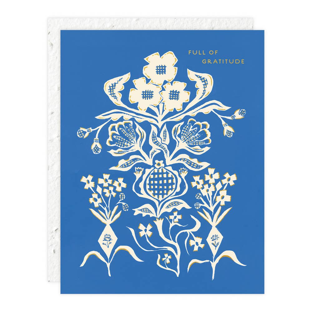 Blue Flower Bouquet Thank You Card