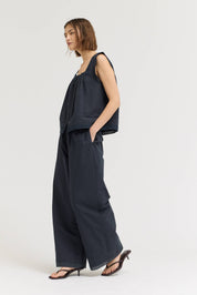 Eyelet Trim Detailed Sleeveless Top