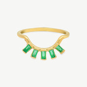 Eyelash Baguette Ring - Green Onyx/Gold