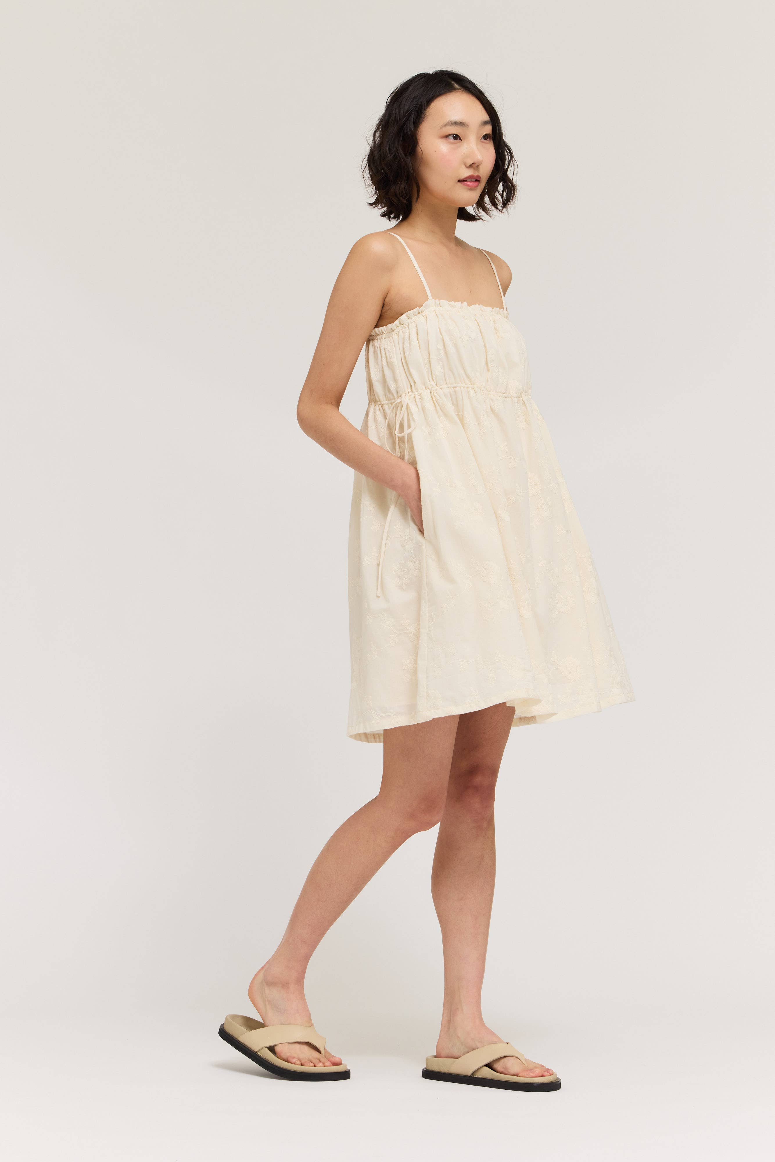 Embroidered Spaghetti Mini Dress