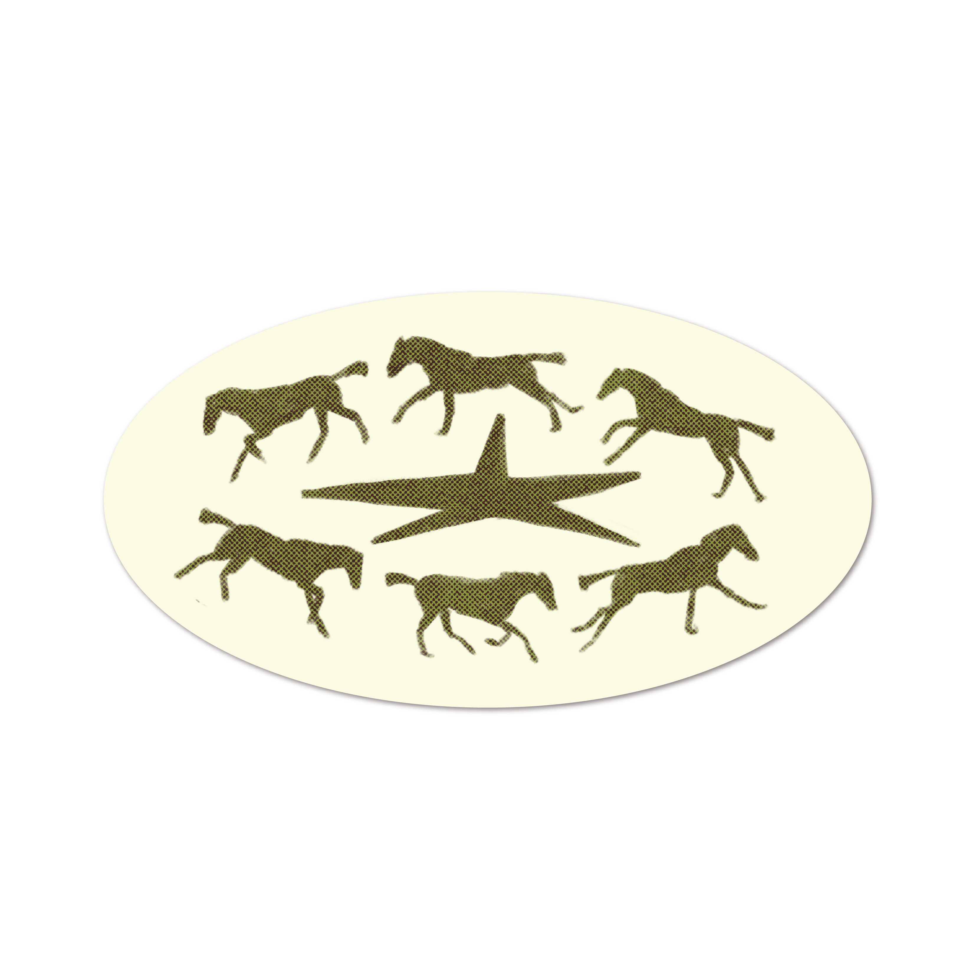 Cream Running Horses! sticker